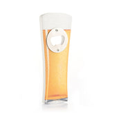 Beer-Collection-Flaschenöffner mit gelb-weißem Bierglas-Motiv und metallischem Öffnereinsatz