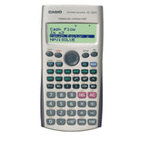 Grauer Casio FC-100V Finanzrechner mit vierzeiligem Display und Modustasten