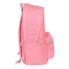 Seitenansicht des rosa El-Ganso-Basics-Rucksacks Marsala mit Frontfach