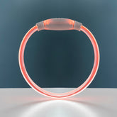 Orange leuchtendes InnovaGoods Petlux Leuchthalsband mit grauem Bedienteil als Produktansicht