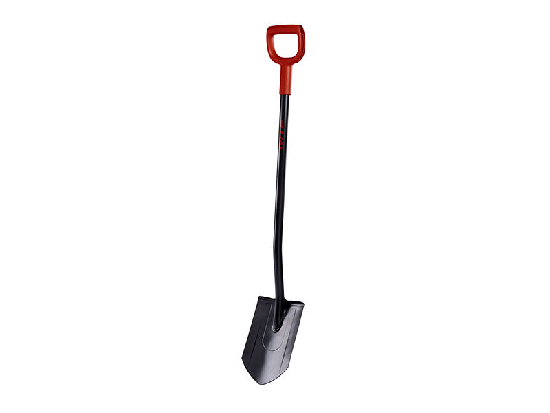 MTF Original Spitzspaten mit dunklem spitzem Blatt, langem Stiel und rotem D-Griff
