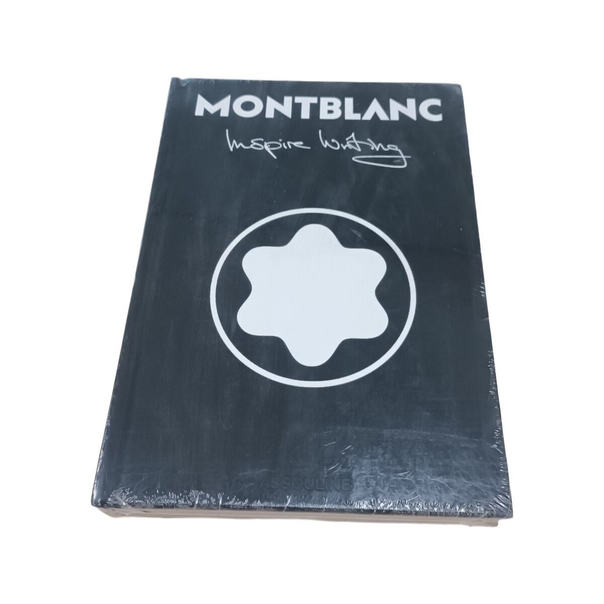 Schwarzes Montblanc-Inspire-Writing-Buch mit weißem Montblanc-Schriftzug und Markenemblem auf dem Cover