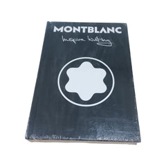 Schwarzes Montblanc-Inspire-Writing-Buch mit weißem Montblanc-Schriftzug und Markenemblem auf dem Cover