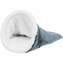 Blau-weißer TRIXIE-Kuschelsack Paul mit weißer Plüschinnenseite und offenem rundem Einstieg