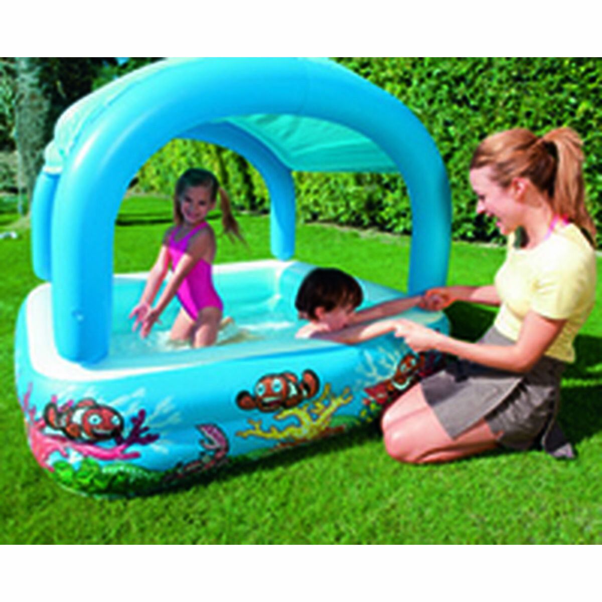Bestway Aufblasbarer Kinderpool Abnehmbares Dach 140x140x114 cm +2 Jahre Garten 52192 – Ben's Garden – Produktansicht 5