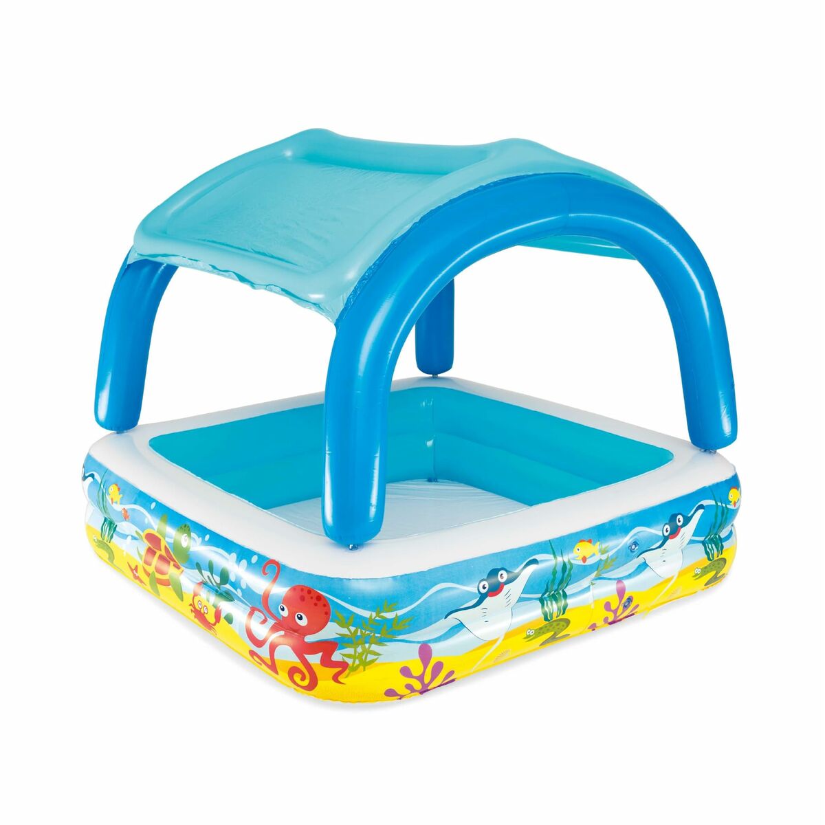 Bestway Aufblasbarer Kinderpool Abnehmbares Dach 140x140x114 cm +2 Jahre Garten 52192 – Ben's Garden – Produktansicht 4