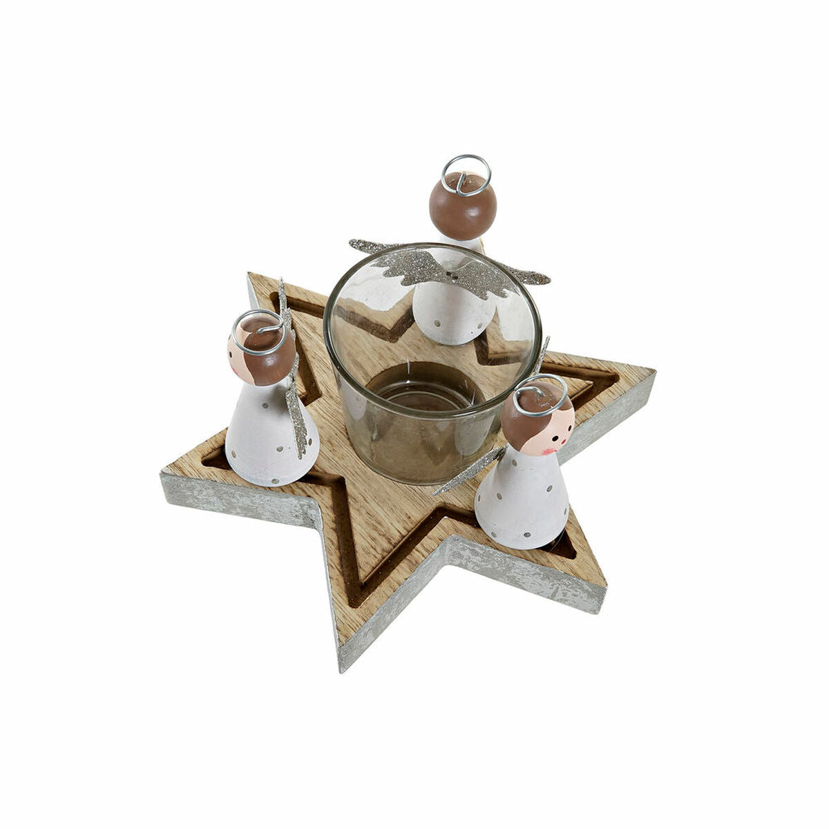 Weihnachtliche Kerzenhalter DKD Home Decor Kristall Holz (17 x 17 x 9 cm) – Produktansicht 2