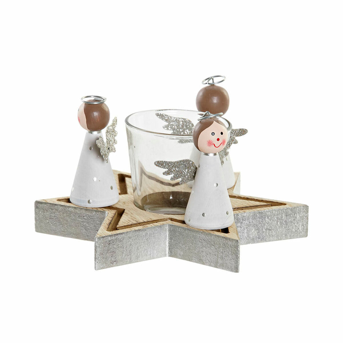 Weihnachtliche Kerzenhalter DKD Home Decor Kristall Holz (17 x 17 x 9 cm) – Produktansicht 1
