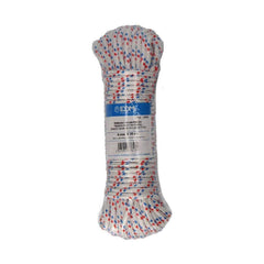 Weißes EDM Nylonseil 87847 mit roten und blauen Punkten, als Strang mit Originaletikett 6 mm × 25 m