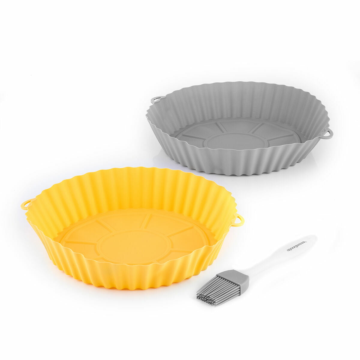 4er-Pack Silikonkörbe mit Griffen für Heißluftfritteuse und 2 Küchenpinsel InnovaGoods – Produktansicht 10