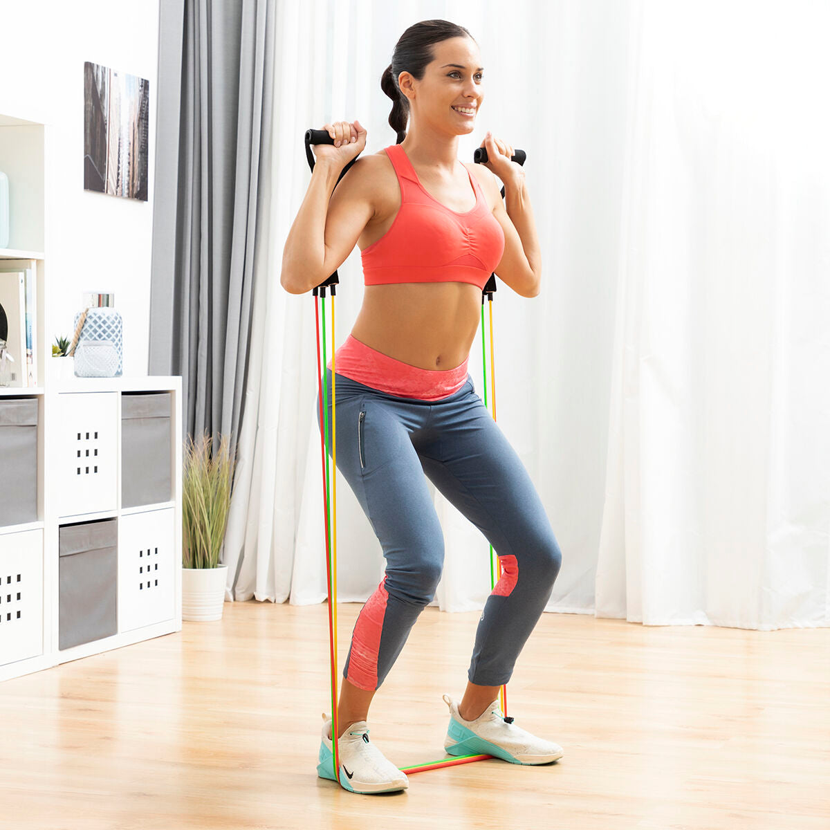 Widerstandsband-Set & Bauchtrainer mit Zubehör & Übungsanleitung InnovaGoods – Produktansicht 5