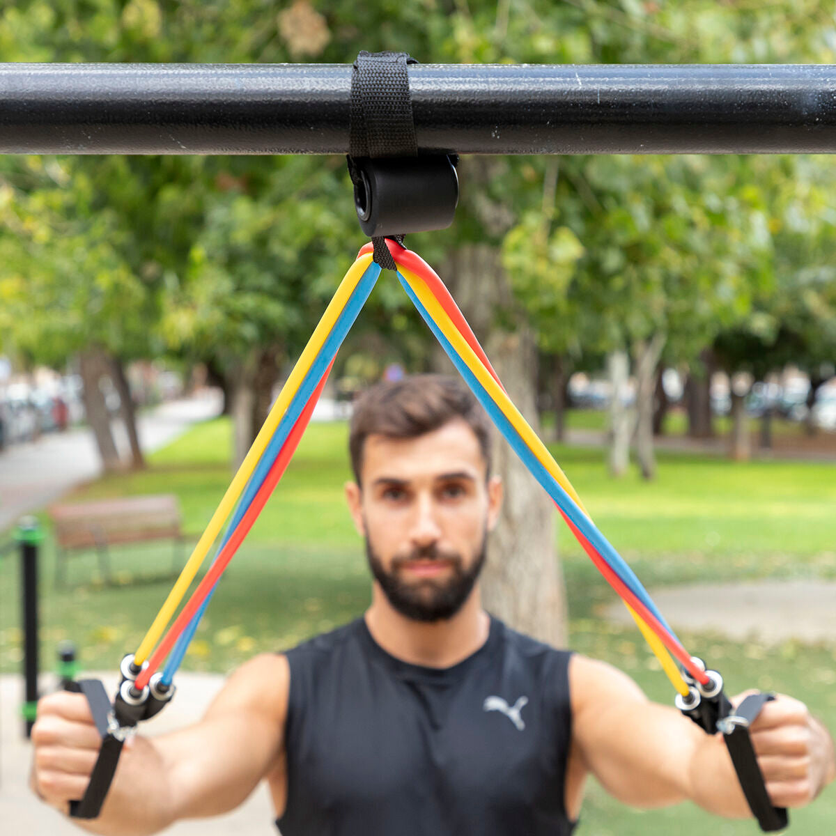 Widerstandsband-Set & Bauchtrainer mit Zubehör & Übungsanleitung InnovaGoods – Produktansicht 10