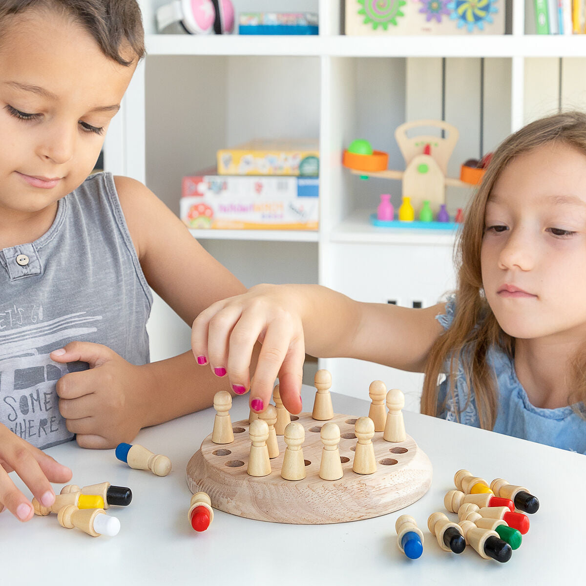 Holz Memory-Schach & Festungsbau-Set für Kinder InnovaGoods – Produktansicht 2