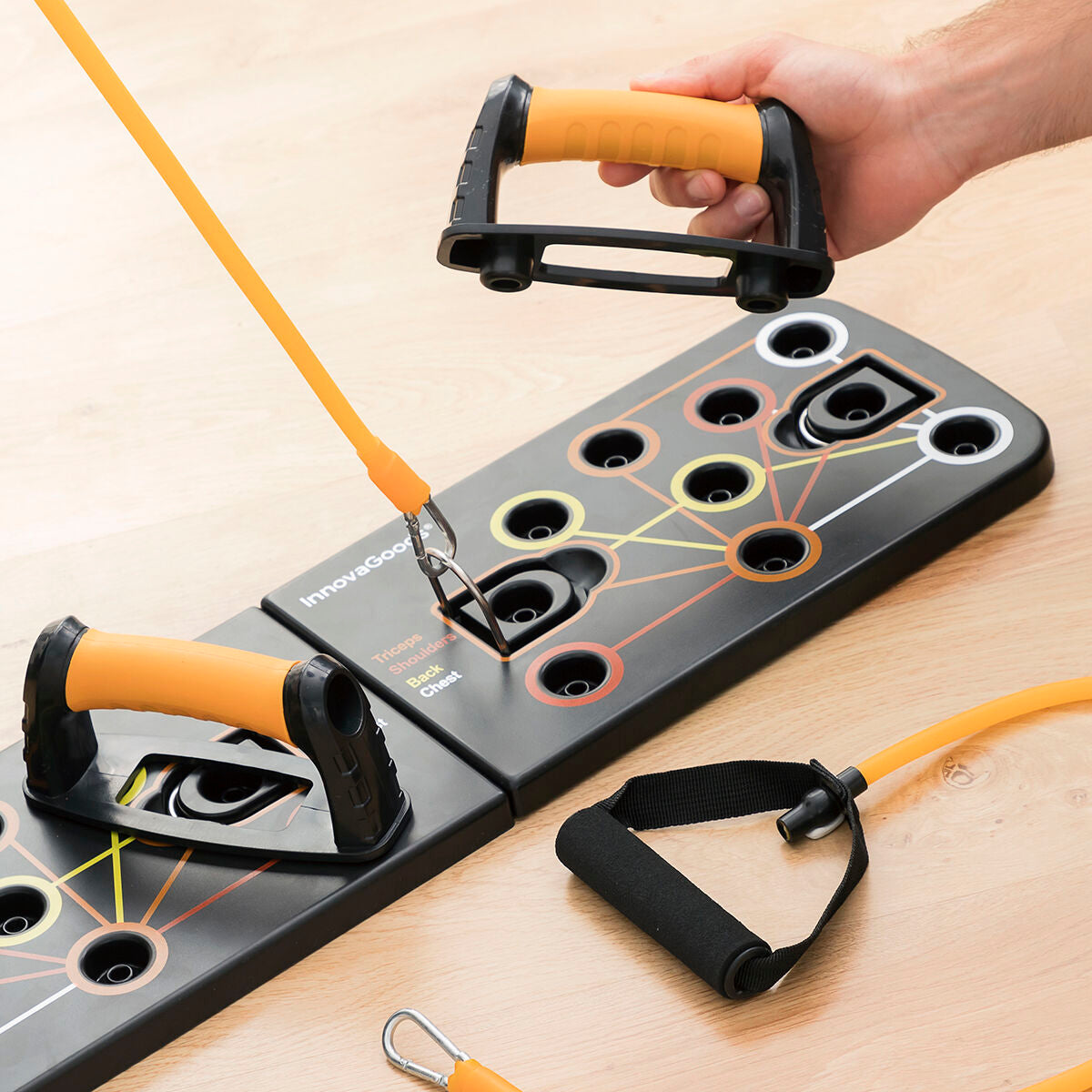 Set Liegestützbrett Push-Up und Widerstandsbänder mit Zubehör und Übungsanleitung InnovaGoods – Produktansicht 5