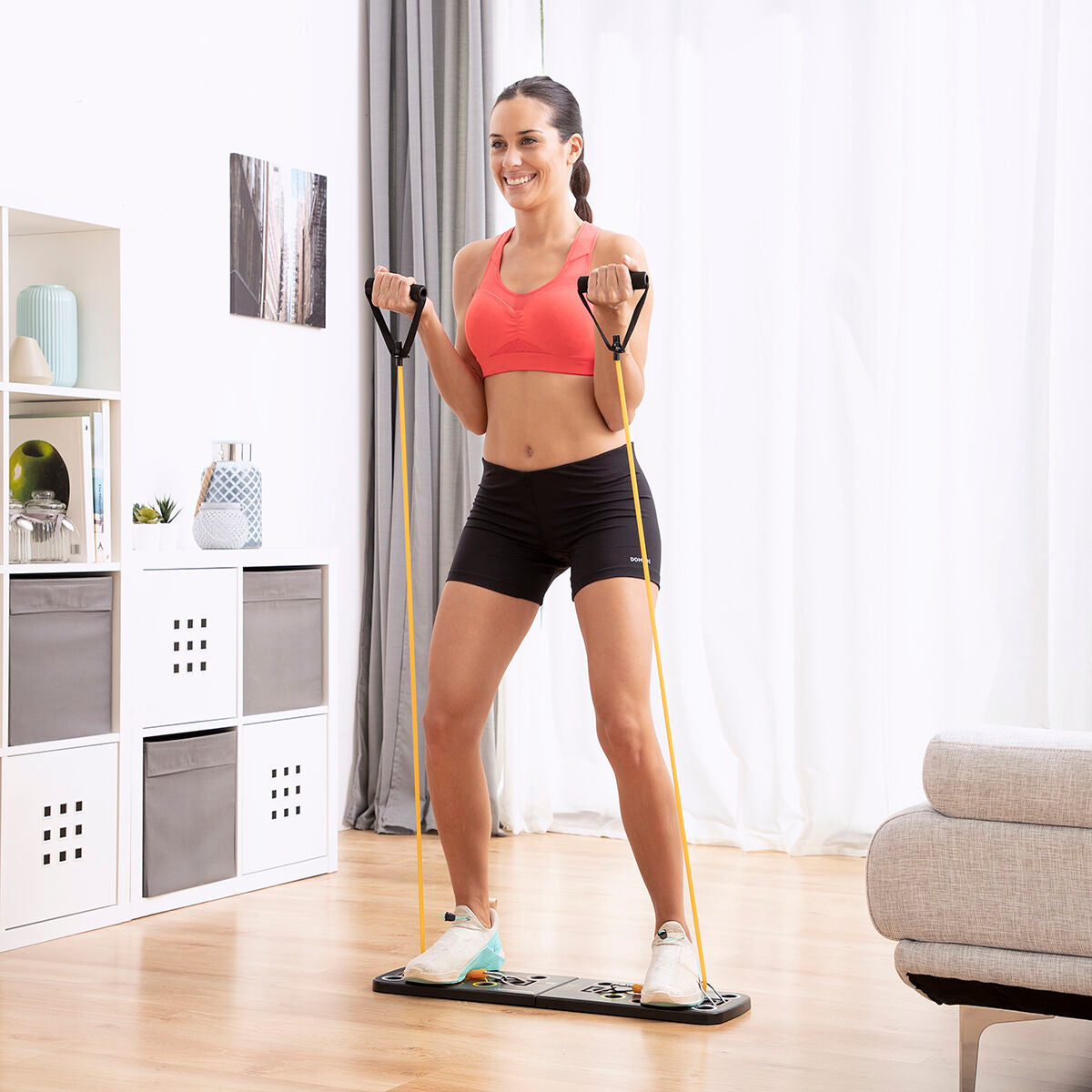 Set Liegestützbrett Push-Up und Widerstandsbänder mit Zubehör und Übungsanleitung InnovaGoods – Produktansicht 6