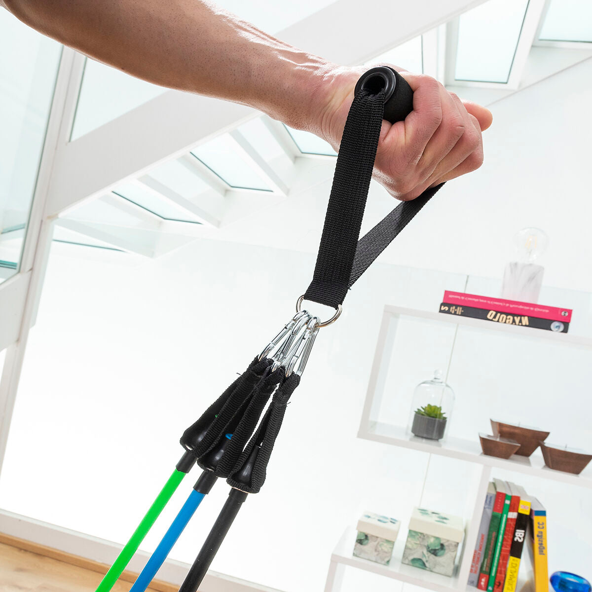 Set Bauchmuskeltrainer klappbar und Widerstandsbänder mit Zubehör und Übungsanleitung InnovaGoods – Produktansicht 6