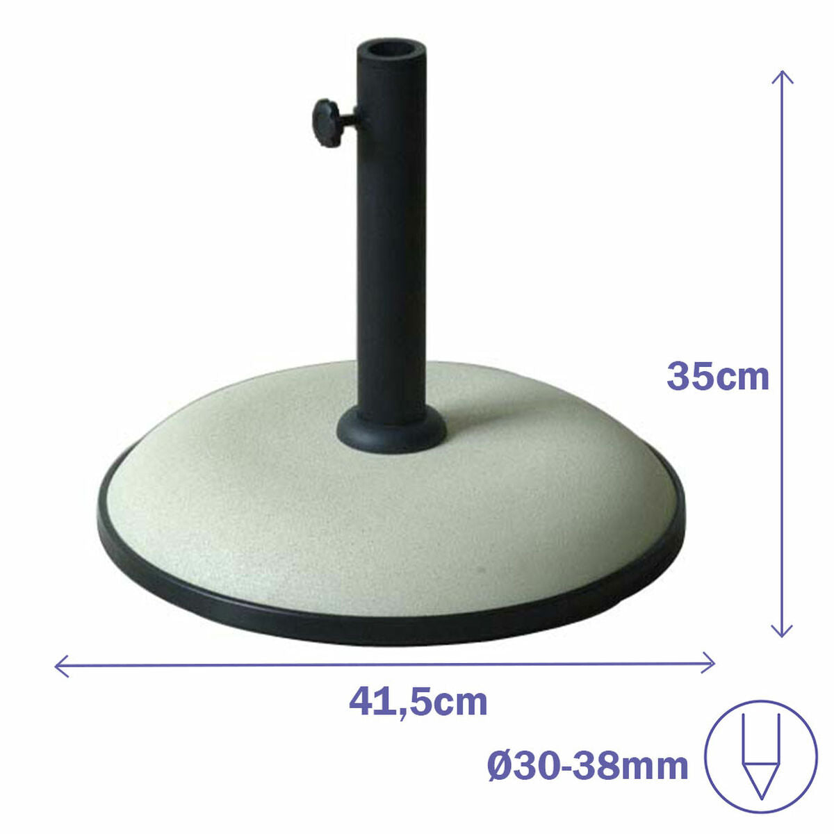 Marbueno Sonnenschirmbasis Rund Beton 41,5x35 cm 15KG Weiß Garten, Pool, Terrasse – Produktansicht 3