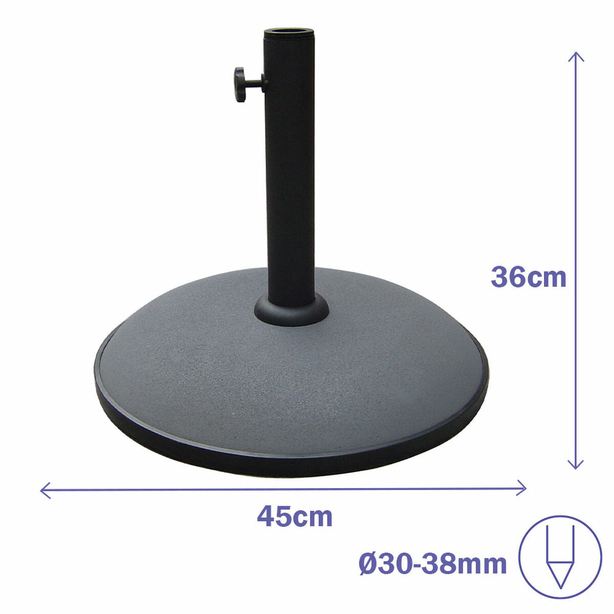 Marbueno Base Sonnenschirm Rund Beton 45x36 cm 20KG Grau Garten, Pool, Terrasse – Produktansicht 2