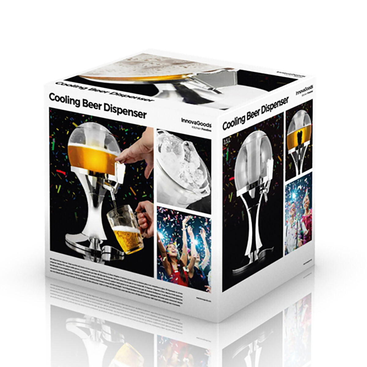 Verkaufsverpackung des InnovaGoods Ball Getränkespenders mit Produktabbildung