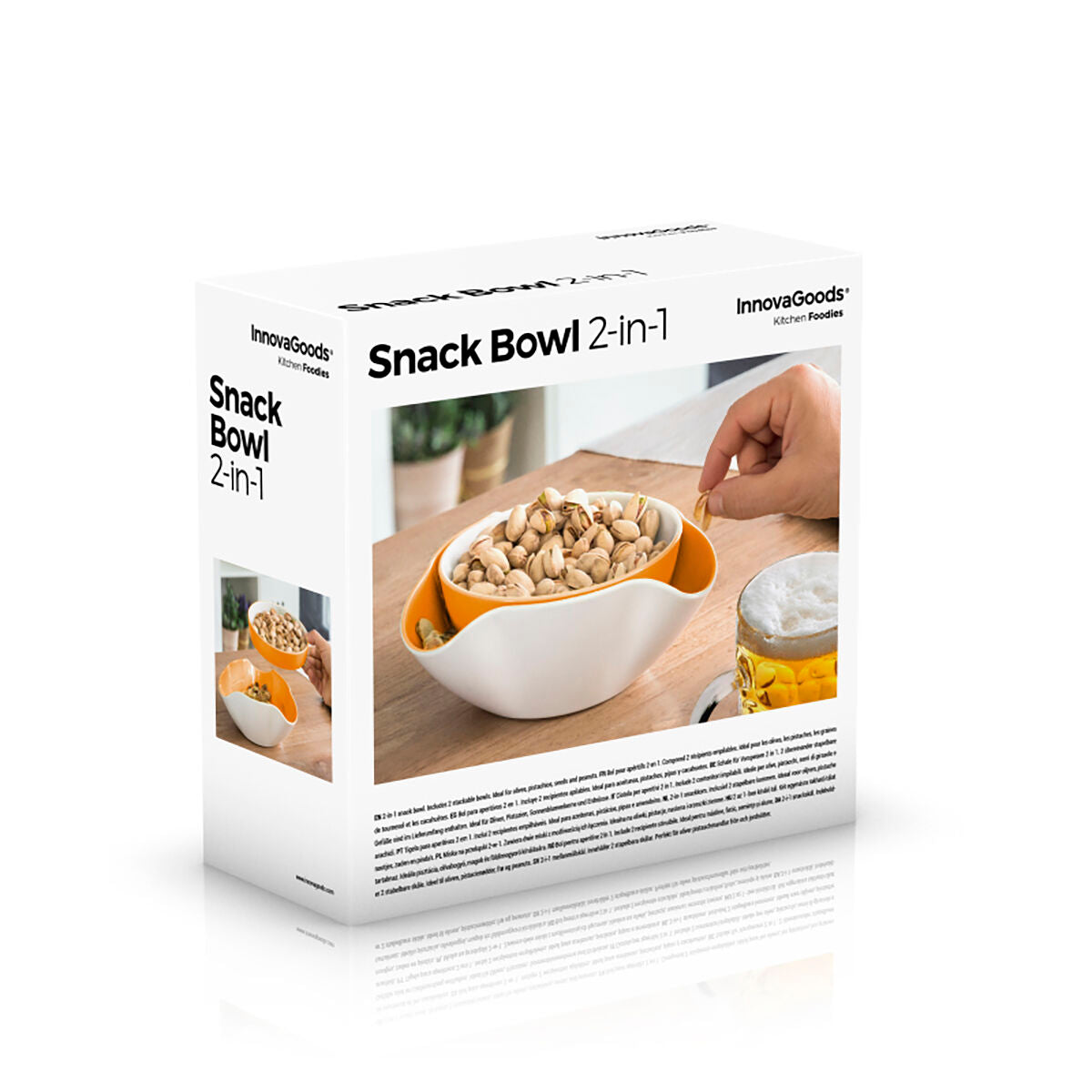Verpackung des zweiteiligen InnovaGoods Snackschalen-Sets
