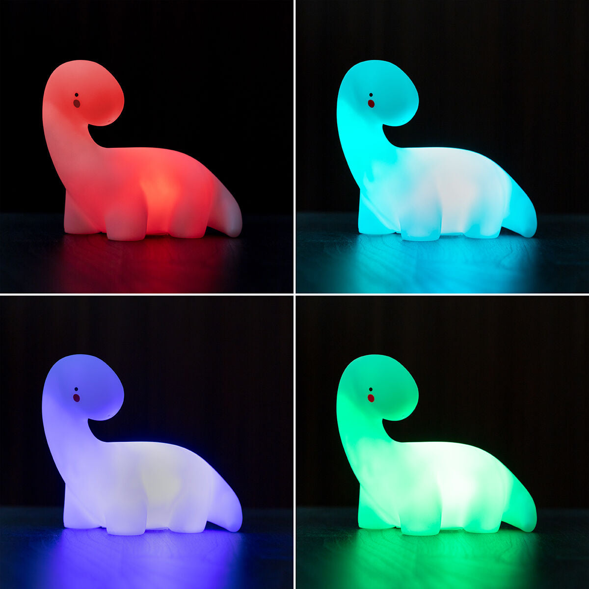 Lightosaurus Dinosaurierlampe in vier verschiedenen Lichtfarben
