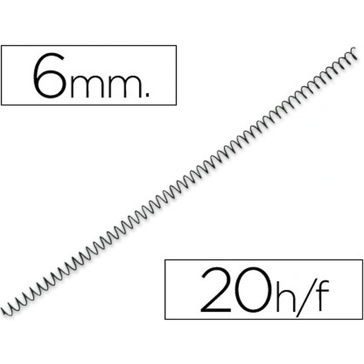 Schwarze Bindespirale mit Bildangaben 6 mm und 20 Blatt auf weißem Hintergrund