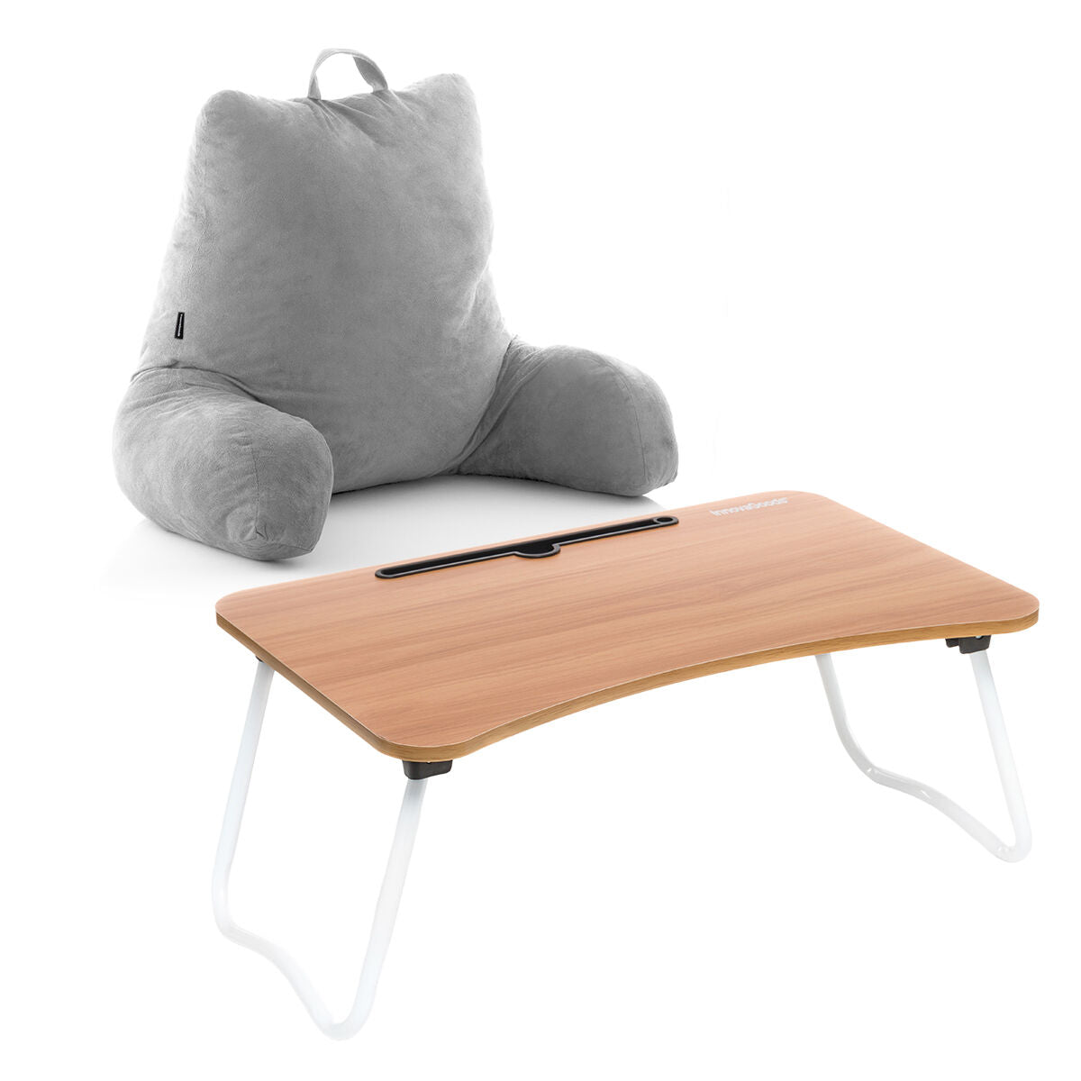 Set Klapptisch Beistelltisch & Lesekissen mit Armlehnen InnovaGoods – Produktansicht 1